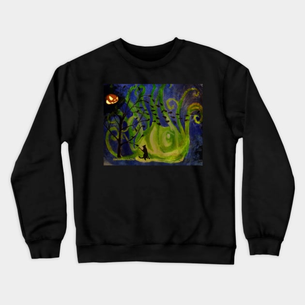 Black cat Crewneck Sweatshirt by teenamarie23art